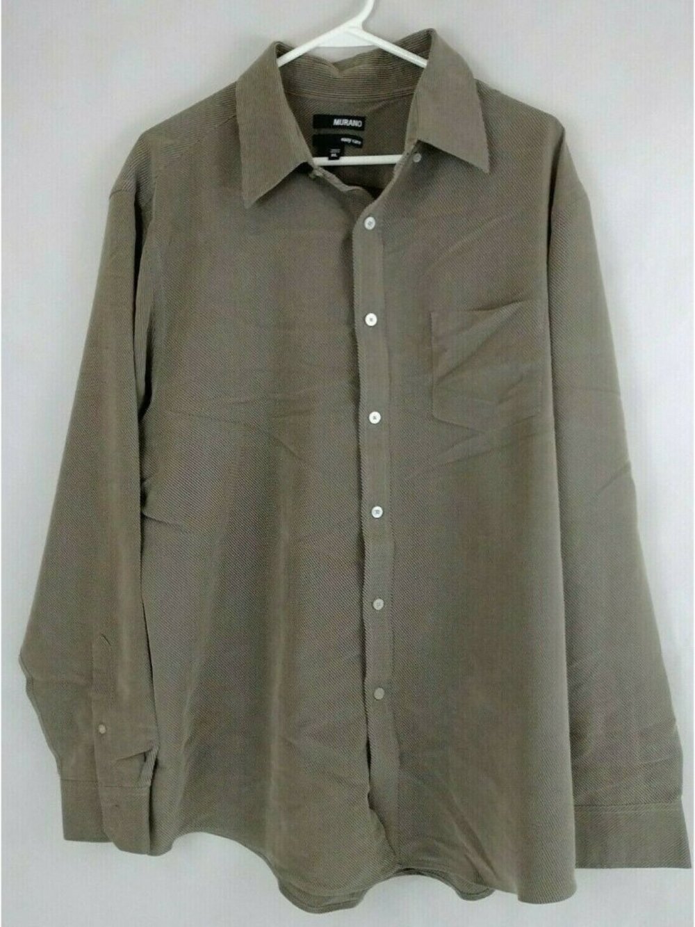Murano Easy Care Men's Brown Striped Button Up Dress Shirt Size XL